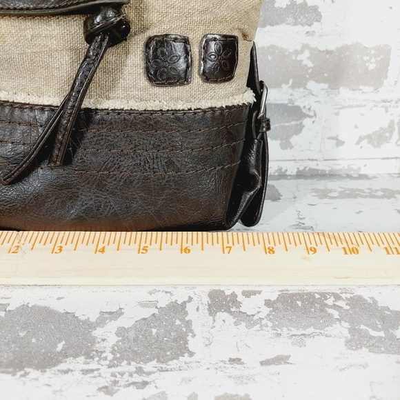 Sherpani Luna Brown Tan Leather Canvas Zip Pockets Crossbody Bag 0820 - Picture 4 of 15